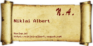 Niklai Albert névjegykártya